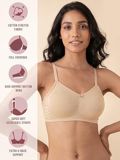 NYKD Cotton Everyday Non-Padded & Non-Wired Soft Cup T-Shirt Bra for Women Full Coverage, Daily Use – NYB062